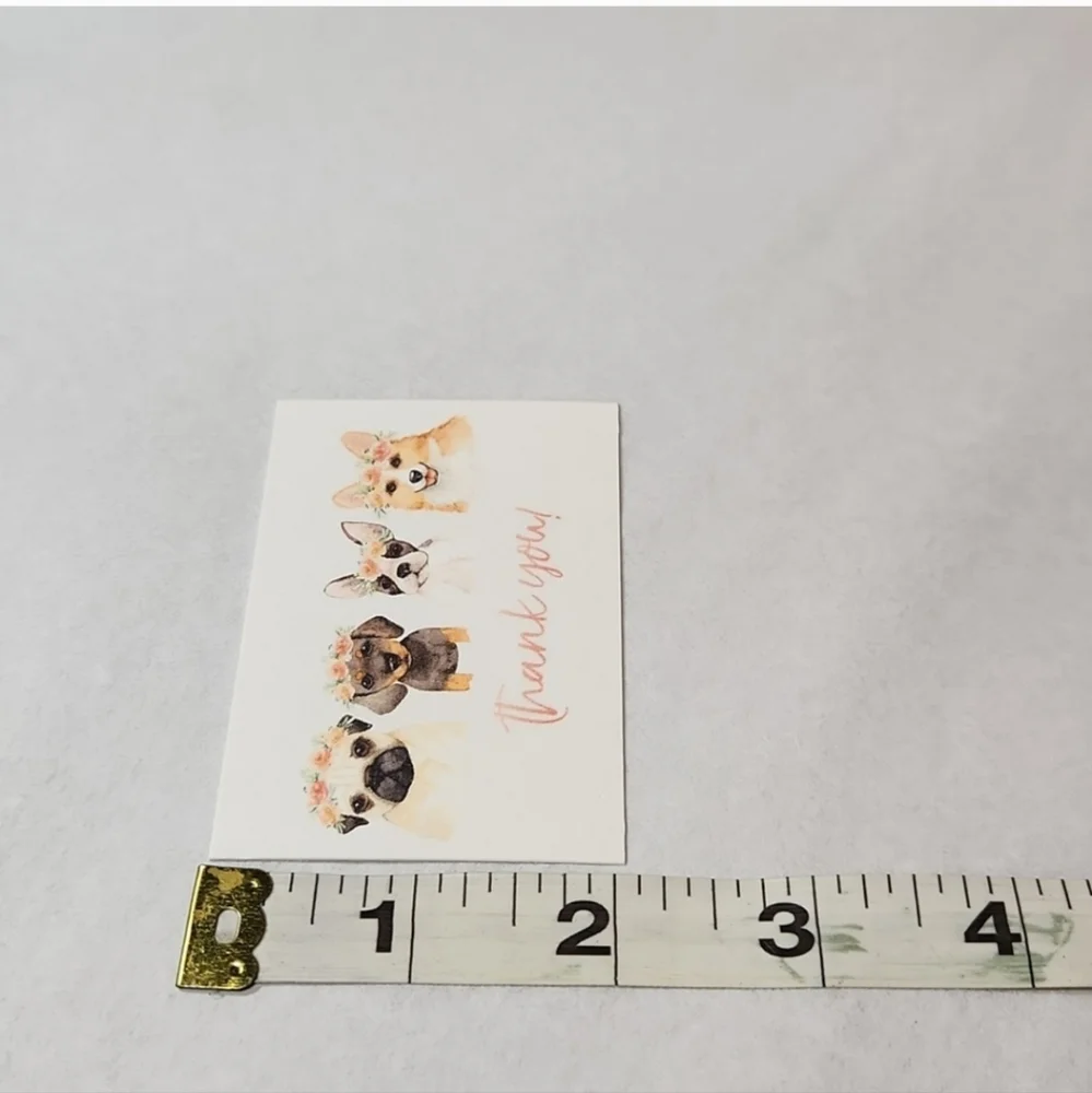 Puppy W/Floral Crowns Business Thank You Cards 50pk & 100 Thank You Stickers